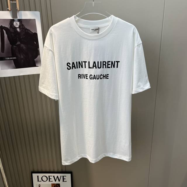 Saint Laurent2024春夏新款 圣罗兰经典基础款字母印花t恤 宽松版型 男女同款 面料:100%棉 颜色:黑色 白色 尺码:Sml